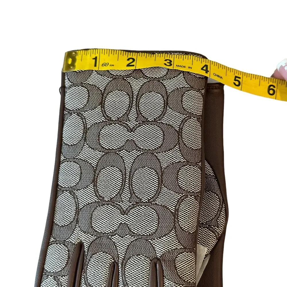 Coach Women Signature Jacquard And Leather Tech Gloves size 7.5 - Picture 6 of 9